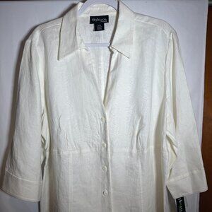 Style & Co. 100% Linen Blouse | White | Women Size 20W